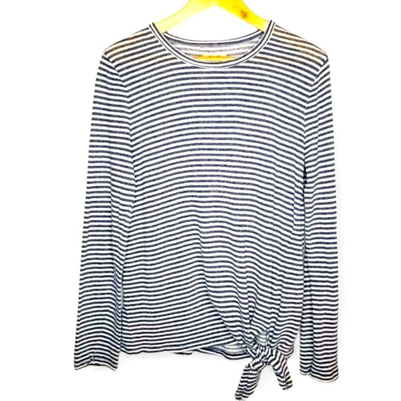 Madewell Women’s Striped Waist Tied Long Sleeve Blue Top XL - Picture 1 of 6